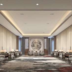 新中式会客厅3D模型下载